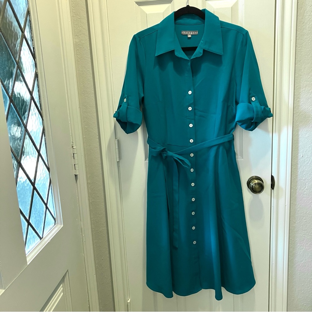 Sharagano Teal A-Line Dress
